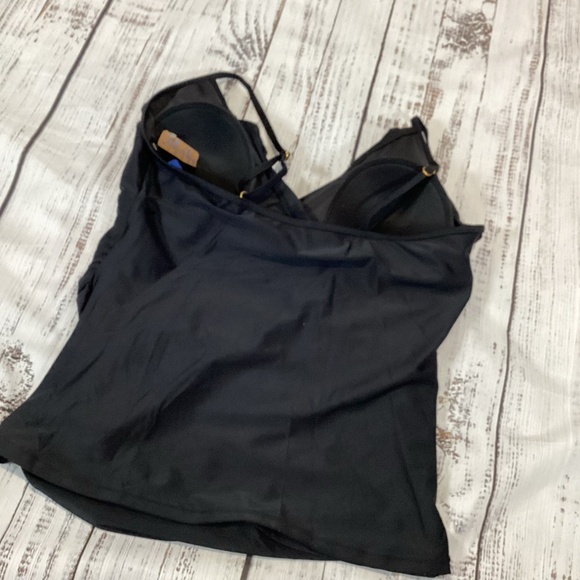 350. Hilor Black Ruffled Tankini Top NWOT Size 16 - Picture 2 of 5